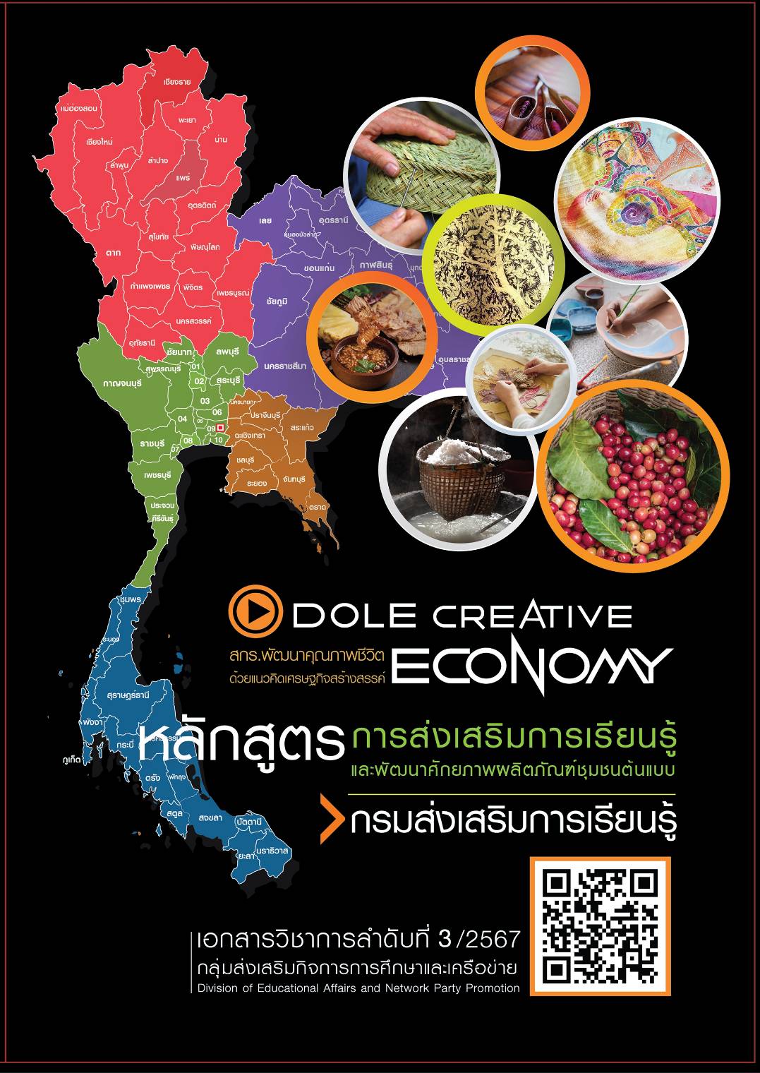 DOLE CREATIVE ECONOMY  สกร.พัฒนาคุณภาพชีวิต ด้วยแนวคิดเศรษฐกิจสร้างสรรค์ หลักสูตรการส่งเสริมการเรียนรู้และพัฒนาศักยภาพพลิตภัณฑ์ชุมชนต้นแบบ  